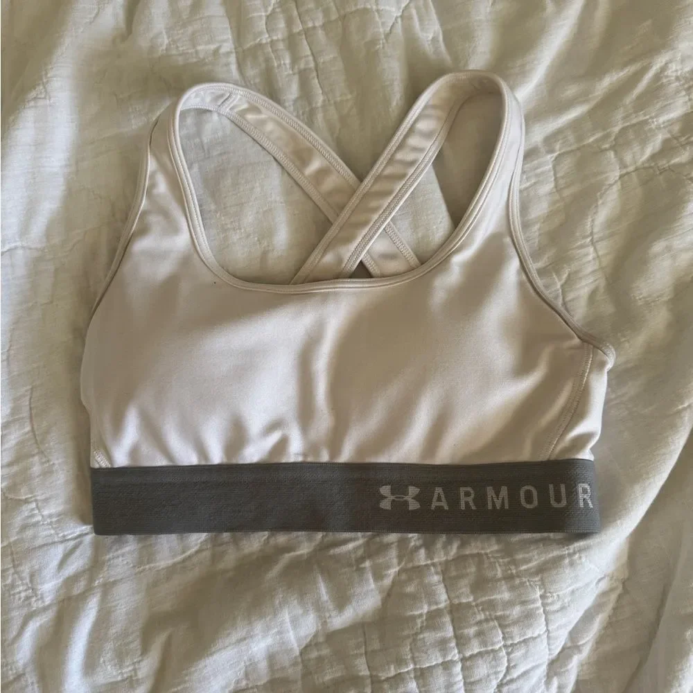 Under Armour White and Grey Sports Bra Size Small - Picture 3 of 9